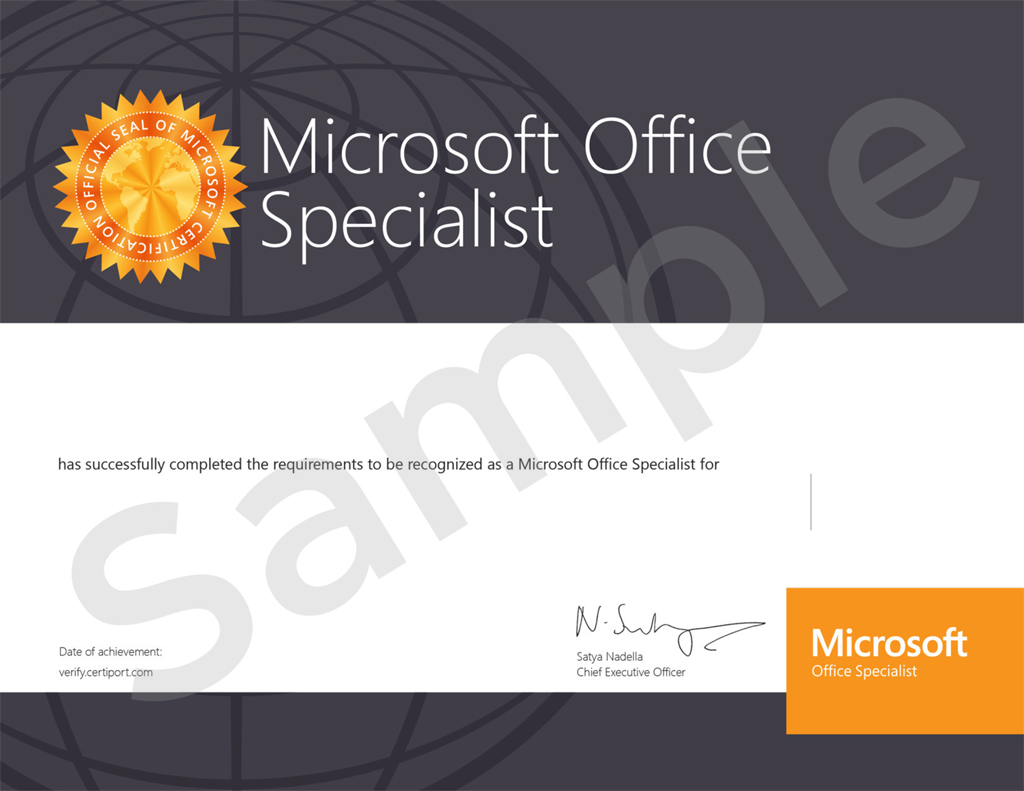 MOS Sample Certificate